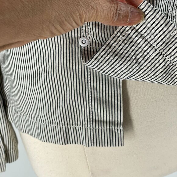 Saint James Women's Blue White Ticking Stripe Three Button Cotton Blazer US 10 - Picture 10 of 13